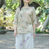 服装纸样打版C133中国风棉麻宽松衬衫女复古短款苎麻上衣服的样板