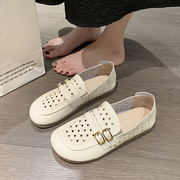 老北京布鞋女夏季镂空孕妇外穿软底防滑透气网面一脚蹬豆豆鞋