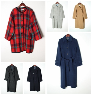 vintage日本制复古毛呢女装外套中长款孤品羊毛，大衣外套48