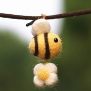 圈圈木可爱小蜜蜂花朵羊毛毡戳戳乐，材料包手工(包手工)diy套装