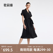 歌莉娅黑色连衣裙式，风衣女装夏季设计感三醋酸，长款外套1b4l6l100