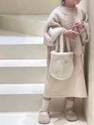 韩版童装2023秋季女童，洋气卫衣连衣裙，钩花套头针织毛衣套装潮