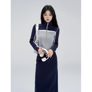 一颗小野莓韩版双拉链气质撞色休闲时尚运动高级感卫衣套装女春季