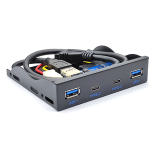 usb3.2gen1前置软驱光驱位面板，5.253.5寸19pin转双type-cusb口