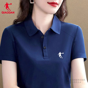 中国乔丹短袖t恤女2023运动宽松透气妈妈高尔夫polo衫