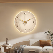 奶油风创意时钟壁灯客厅，钟表装饰画高级感2023挂钟月球壁挂画