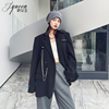 黑色西装外套女春季韩版小众设计感BF风宽肩高级感炸街小西服