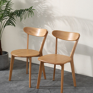 北欧全实木餐椅白橡木椅子简约家用靠背休闲餐厅交叉蝴蝶路易斯椅