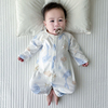 婴儿夏季连体衣纯棉超薄长袖，衣服空调服满月宝宝夏装爬服睡衣哈衣