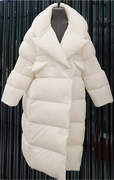 白色羽绒服女2023冬季韩版保暖长款过膝立领显瘦白鹅绒外套厚