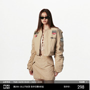 PUKI 美拉德飞行员夹克 美式复古街头刺绣MA1飞行服棒球短外套女