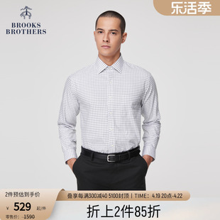 Brooks Brothers/布克兄弟男士经典版棉质宽距格纹领免烫正装衬衫
