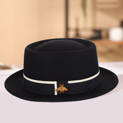 英伦复古羊毛小礼帽，女秋冬时尚毛呢爵士帽，法式洋气小蜜蜂时装毡帽