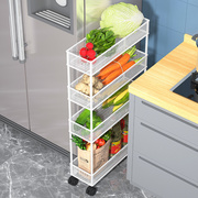 厨房菜架子置物架极窄移动小推车收纳架，冰箱侧落地式水果蔬菜架