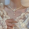 韩式超仙锁骨链复古新娘珍珠项链甜美花朵颈链结婚礼白纱配饰