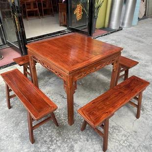 红木餐桌刺猬紫檀八仙桌中式小方C桌花梨木四方桌实木正方形餐桌