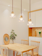 广东中山灯具餐厅吊灯三头个性创意北欧原木饭厅餐桌吧台水晶吊灯