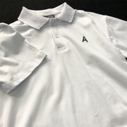 白色POLO衫字母A短袖t恤男女夏季设计感小众翻领半袖上衣潮牌男款