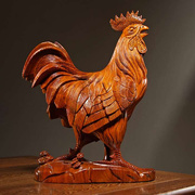 高档花梨木雕刻大公鸡摆件实木十二生肖鸡家居客厅电视柜装饰工艺