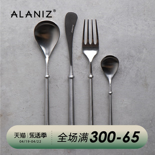 alaniz南兹poke珠点牛排叉，勺三件套创意不锈钢，西餐叉餐具套装