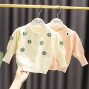 女宝宝毛衣外套婴儿童装2022春装51岁3洋气女童长Z袖针织开.