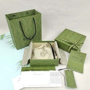 绿色纸袋古琦香水口红包装盒包包衣服空盒领带皮带盒袋