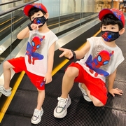蜘蛛侠衣服男童夏装套装，2023洋气儿童短袖男孩，夏季网红童装潮