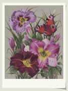 印花简约现代DMC纯棉十字绣套件客厅花卉植物 鸢尾花与蝴蝶
