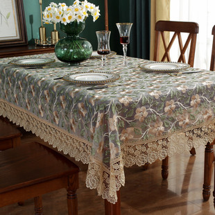 茶几桌布长方形客厅茶几垫美式西餐桌布新中式现代简约布艺蕾丝布