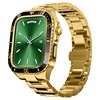 适用苹果手表s8表带绿水鬼高级iwatch9金属，保护壳一体钢带applewatch7改装表带不锈钢，表带创意56se4445mm
