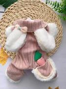 宠物狗狗衣服冬装棉衣泰迪，比熊加绒加厚双层幼犬，四脚衣可爱粉色兔