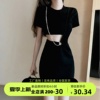 韩版chic设计感小心机镂空包臀短裙，女夏季显瘦气质短袖连衣裙