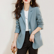 蓝色西装外套女春装小个子2023韩版宽松显瘦高级感西服女上衣
