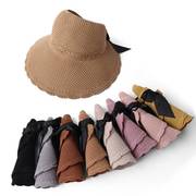 太阳帽女夏季2023空顶帽子沙滩凉帽遮阳帽防紫外线防晒帽草帽