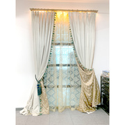 定制窗帘绿绒球丝绒窗帘现代简约客厅卧室书房，纯色遮光成品定制