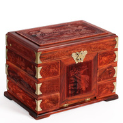 古风红木首饰盒雕花饰品收纳盒，木质手饰盒大红酸枝，中国风装饰盒