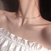 巴黎设计师彩色水晶小众项链，女潮网红锁骨，链ins简约颈链.