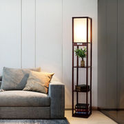 北欧落地灯具客厅实木置物架简约新中式创意卧室书房阅读立式站灯