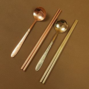 铜筷子纯铜实心铜碗铜餐具白癜风，克星铜碗铜勺，铜筷子纯铜纯手工铜
