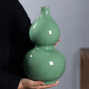 青瓷花瓶摆件陶瓷桌面装饰禅意干花家居客厅中式插花复古葫芦花器