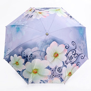 双面图案双层太阳伞防紫外线，女超强防晒晴雨伞两用黑胶印花遮阳伞