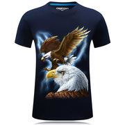 靓仔男式3d短袖t恤立体霸气个性创意加大码，带有飞老鹰图案的衣服