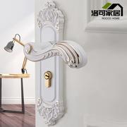 欧式房门锁卧室木门锁具，静音象牙白青黄古铜单双，舌通用型套装门锁