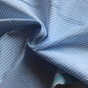 纯棉布料蓝色色织细条纹高支棉衬衫服装面料1米价140cm宽
