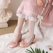 亮片粉色蝴蝶结凉鞋，女粗跟2022夏季仙女，风中跟鞋一字带包头鞋