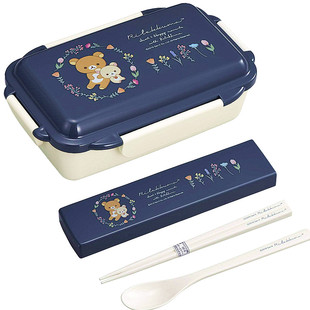 日本进口osk轻松熊分格午餐，便当饭盒卡通便携儿童学生餐具勺筷子
