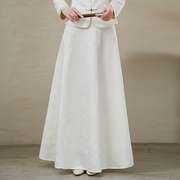 白色半身裙马面裙，2024女半身长裙中式女装，中国风高腰裙子夏季