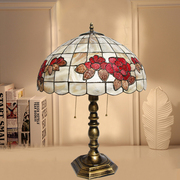 欧式帝凡尼客厅书房，茶几卧室床头16寸玫瑰花手工，制作天然贝壳台灯