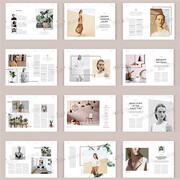 N1时尚小清新文艺欧美简约宣传画册杂志书籍排版设计id素材A4模板