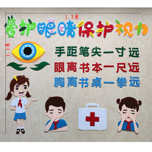 幼儿园小学爱眼护眼装饰墙贴教室班级黑板报布置预防近视主题材料